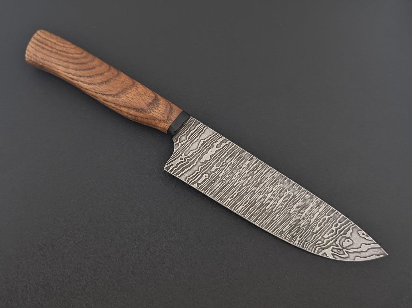 Damast-Chefmesser 16,5 cm mit Torsionsdamastklinge und Holzgriff