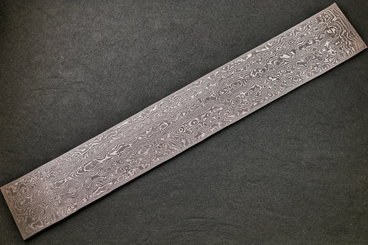 Damastplatte wild 240 Lagen 350×52×2,5 mm, geätztes Damastmuster in voller Länge