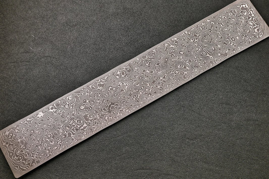 Damastplatte wild 240 Lagen 320×54×2,5 mm, geätztes Damastmuster in voller Länge