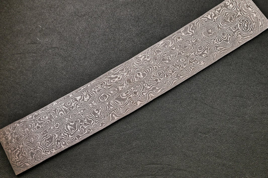 Damastplatte wild 200 Lagen 305×51×2,4 mm, geätztes Damastmuster in voller Länge
