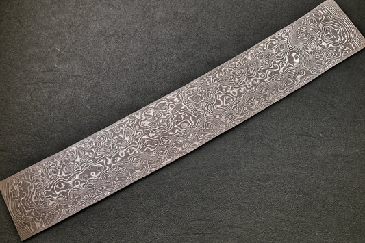 Damastplatte wild 200 Lagen 335×52×2,0 mm, geätztes Damastmuster in voller Länge
