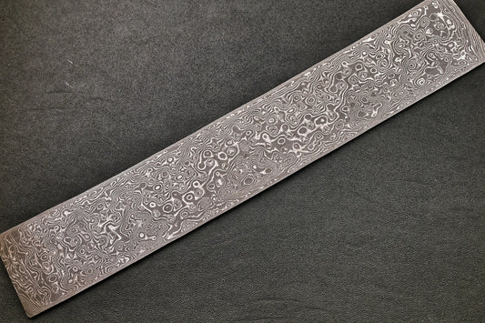 Damastplatte wild 200 Lagen 325×52×2,2 mm, geätztes Damastmuster in voller Länge