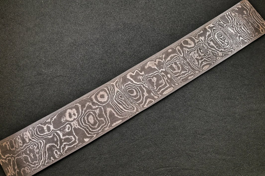Damastplatte wild 120 Lagen 360×52×2,2 mm, geätztes Damastmuster in voller Länge