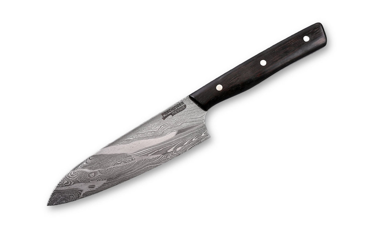 Damast Petty 135 mm, Kanisterdamast, Griff aus Wenge – freigestellt auf weißem Hintergrund