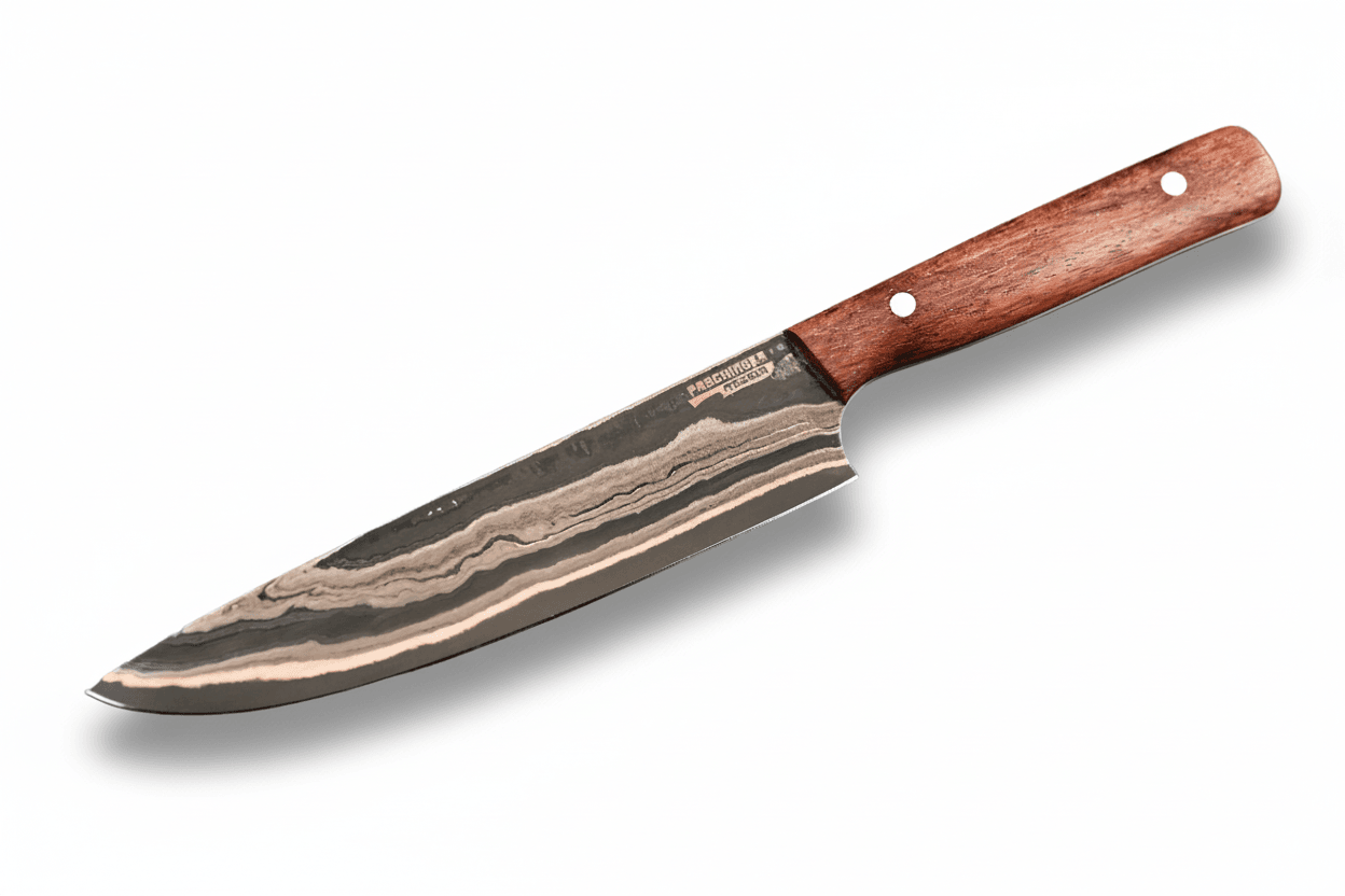 Chefmesser Kupferdamast Apex Ultra mit Holzgriff und geschliffener Damastklinge