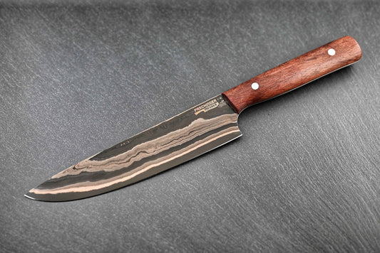 Chefmesser Kupferdamast Apex Ultra: Damastmuster an der Klinge, Holzgriff