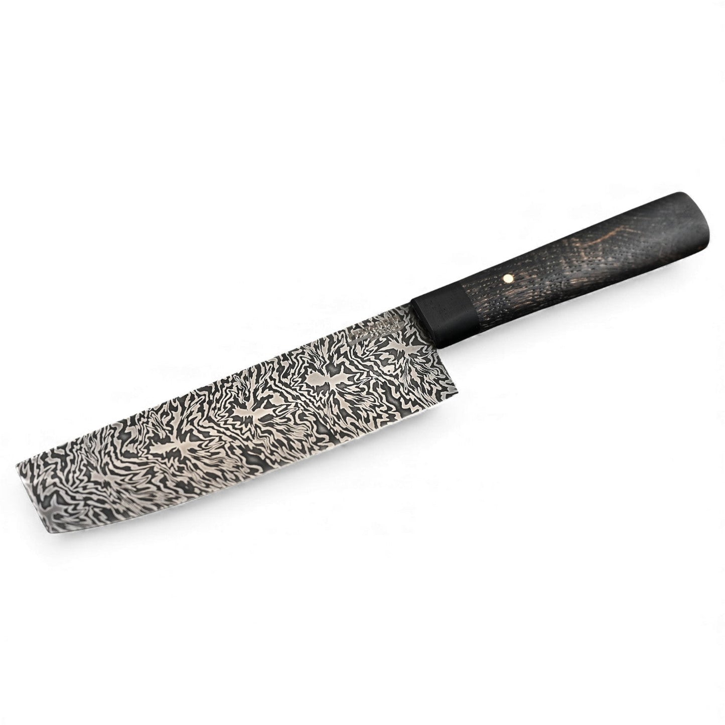 Damast-Nakiri 16,5 cm: Mosaikdamastklinge mit schwarzem Griff