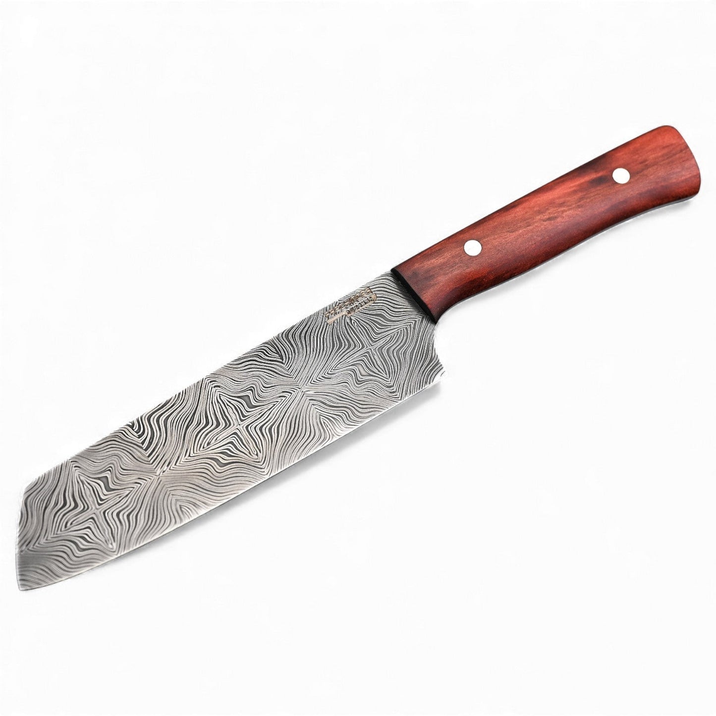 Damast Santoku Mosaikdamast mit Holzgriff und Damastklinge