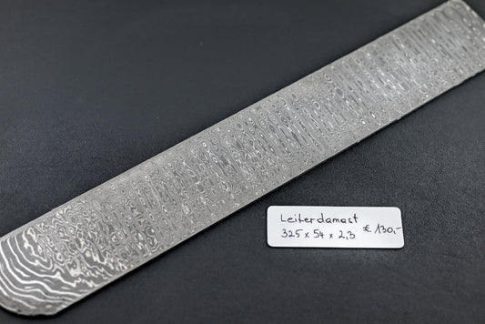 Leiterdamast 2,3mm Klinge mit Leiterdamast-Muster, 325×54×2,3 mm