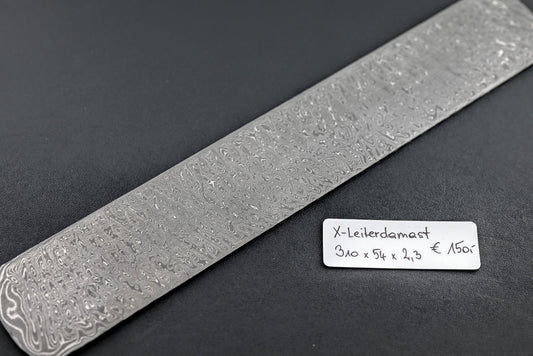 X-Leiterdamast 2,3 mm, damaszierte Metallplatte mit feinem Leiterreliefmuster