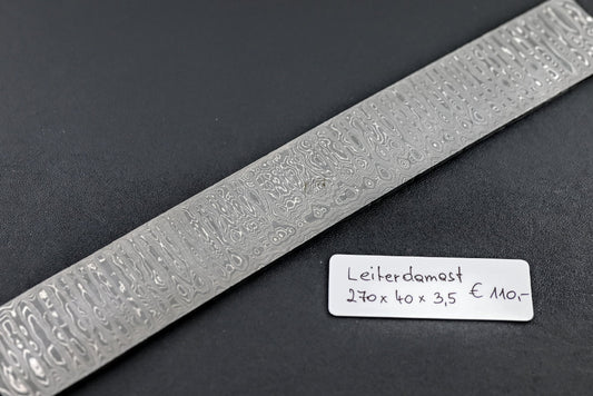 Leiterdamast 3,5 mm Stahlstreifen mit silbernem Damastmuster