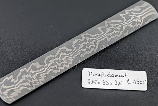 Mosaikdamast „low Layer Explosion“ Klinge, Muster, Maße 2,15×33×2,5