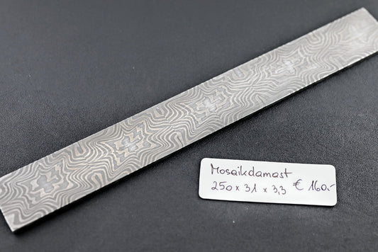 Mosaikdamast-Streifen „Cross“, Damastmuster, hellgrau, ca. 3,3 mm