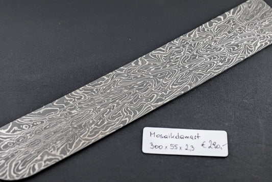 Mosaikdamast „Paschido“ 2,3 mm: Klinge mit hellem Wellen-Damastmuster