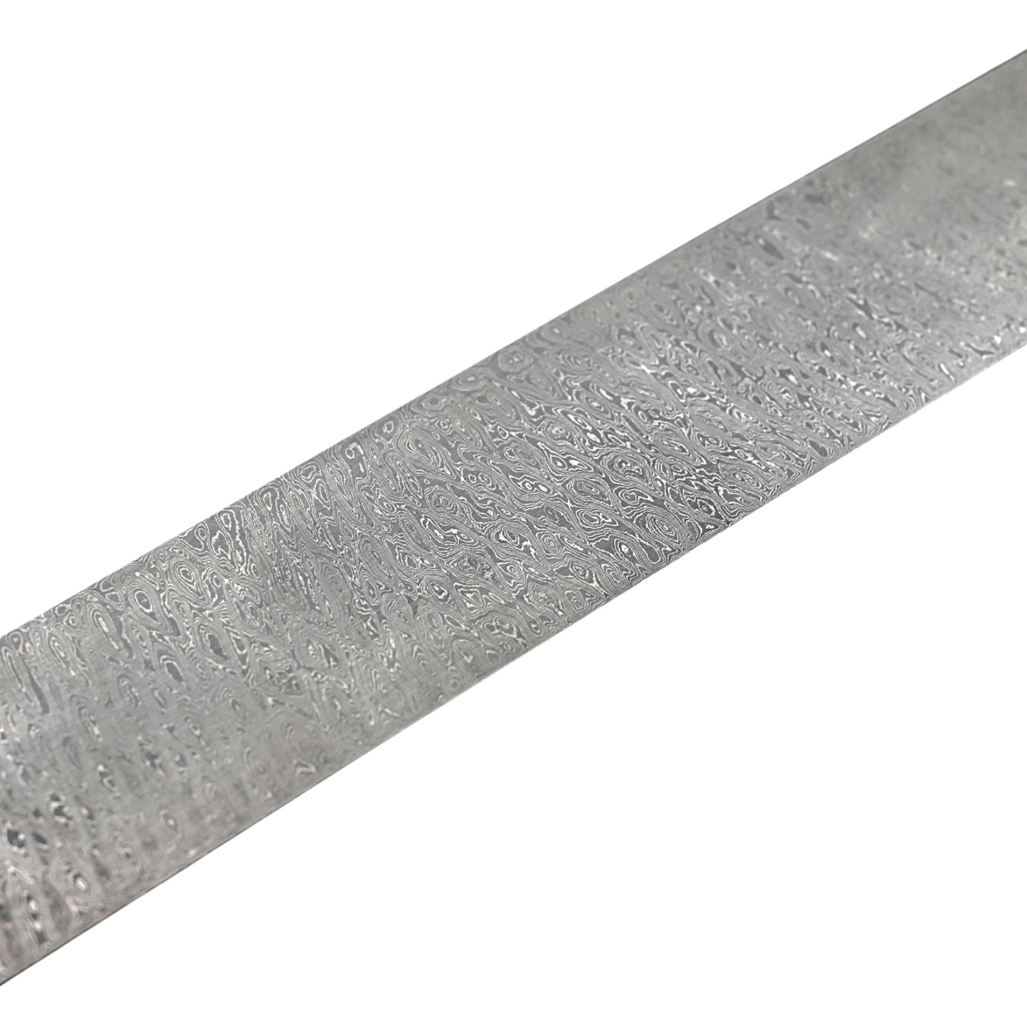 X-Leiterdamast 2,1 mm: grau-silbernes Klingenstück mit Damastmuster