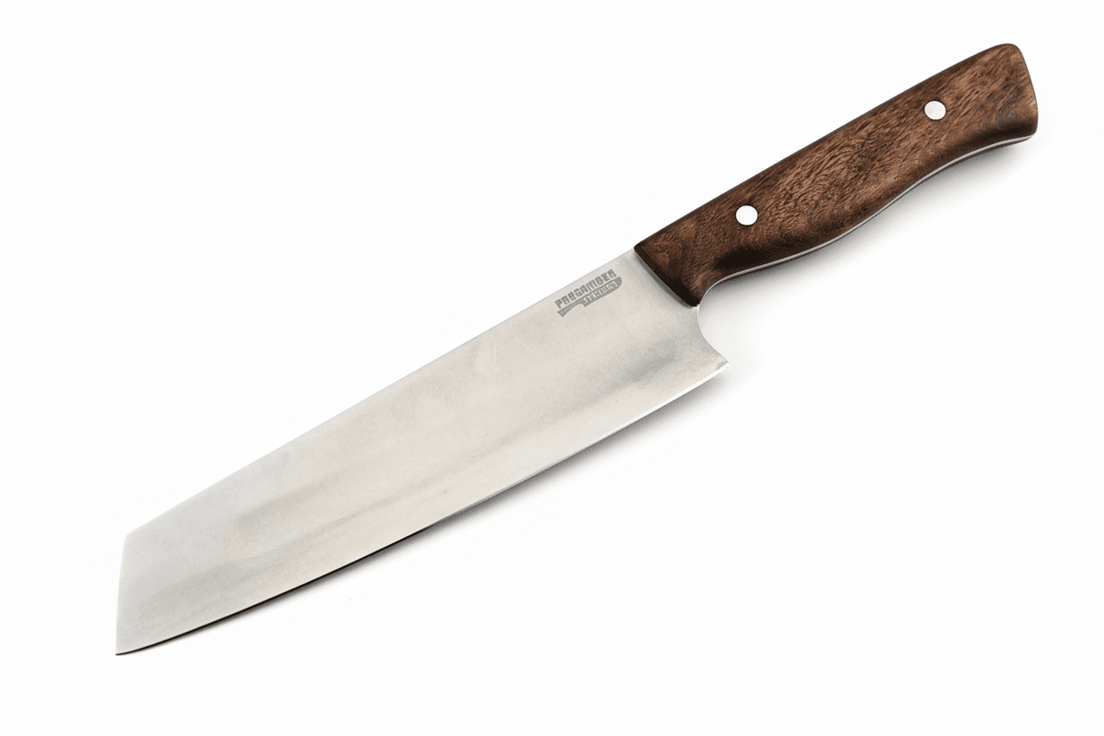 Santoku-Kochmesser mit rostfreier Klinge und Holzgriff, S-Grind