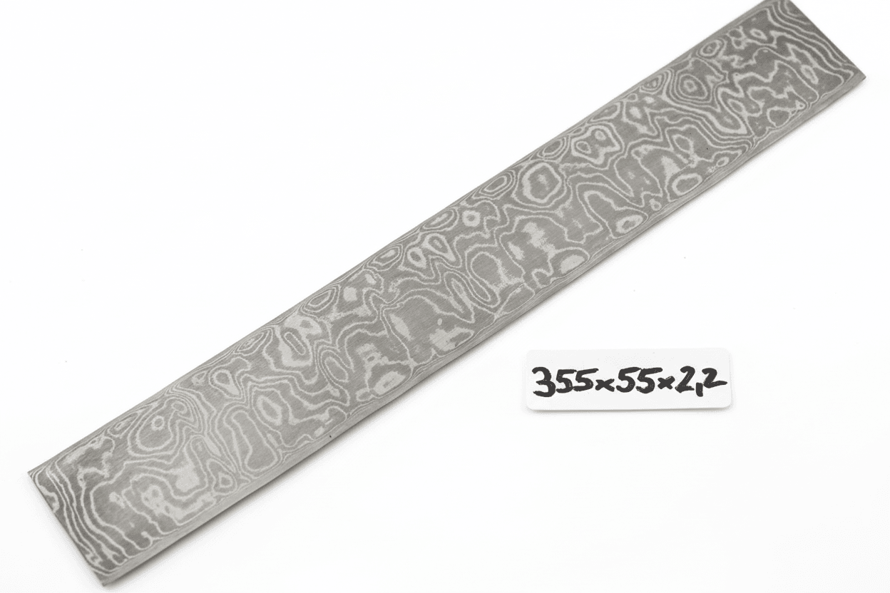 Damaststahlstreifen (120 Lagen) mit Muster, grau, 355×55×22