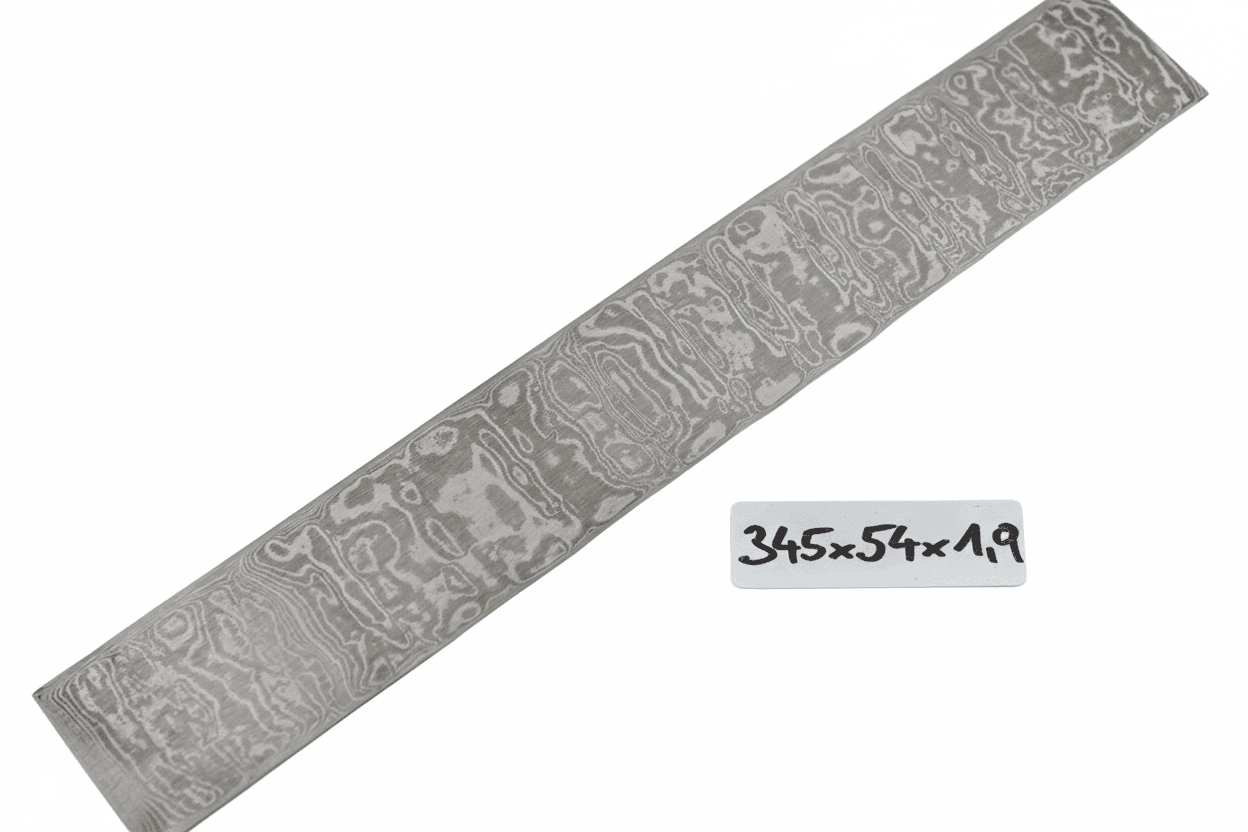 Wilder Damast 120 Lagen, graues Damastmuster-Stück, 345x54x1,9