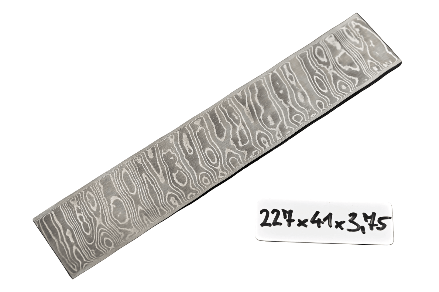 Wilder Damast 3,75 mm (144 Lagen) mit Damastmuster, rechteckige Klinge, Maße