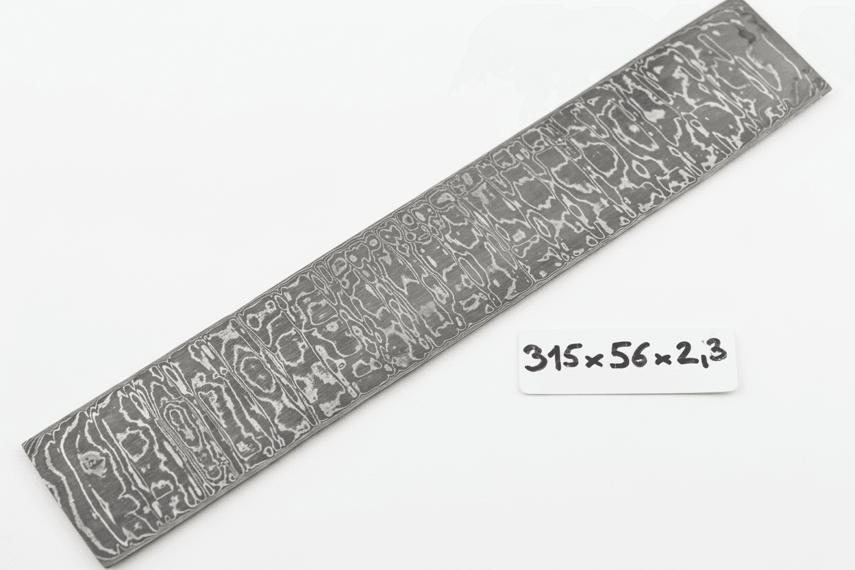 Wilder Damast 90 Lagen: grauer Streifen mit weißem Muster, 315x56x2,3
