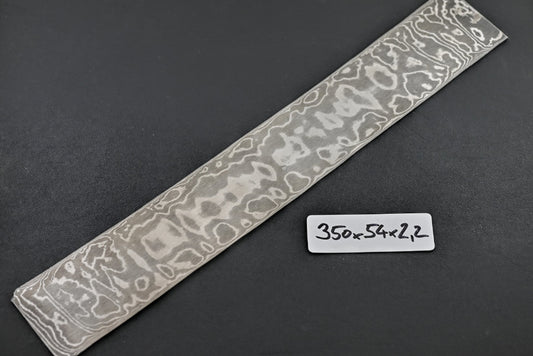 Damast 90 Lagen Stoffstreifen mit grauem Damastmuster, 350x54x2,2 mm