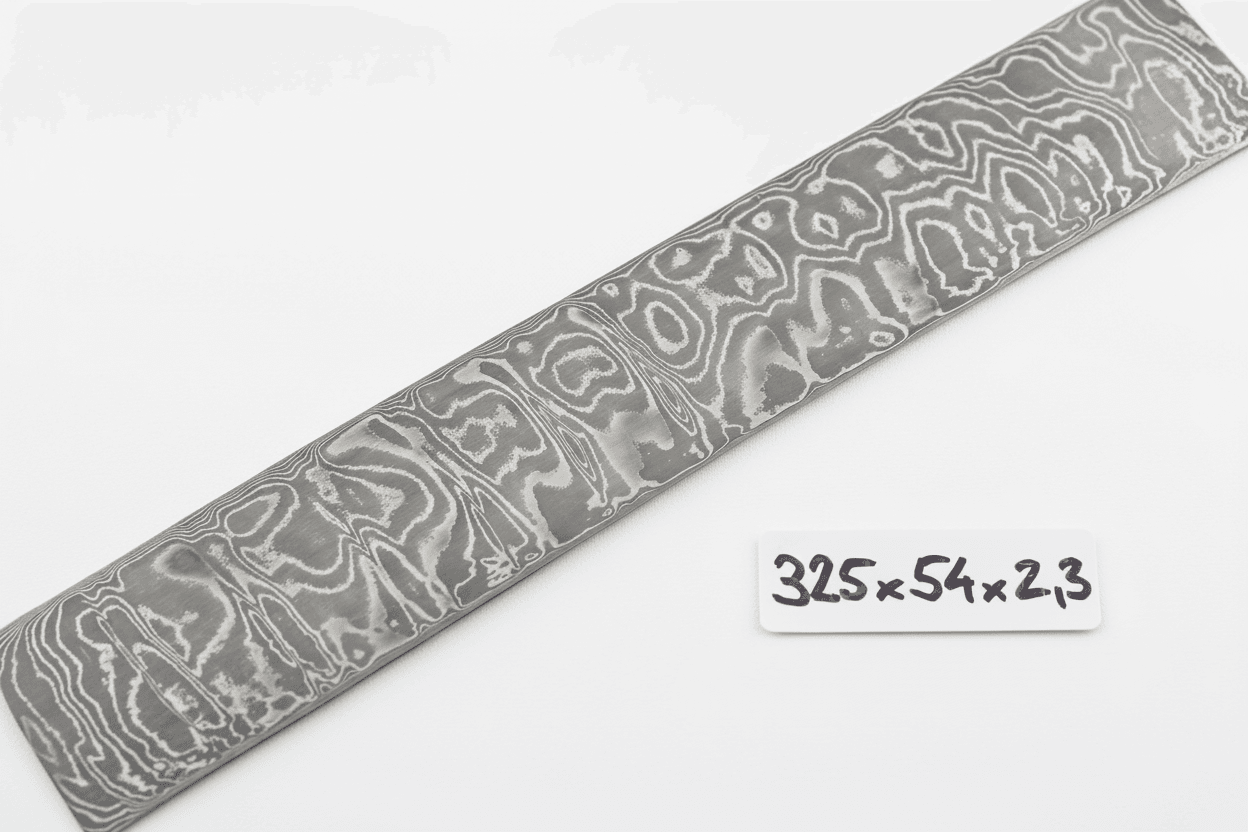 Wilder Damast 90 Lagen Damastklinge mit Wellenmuster, Maß 325x54x23